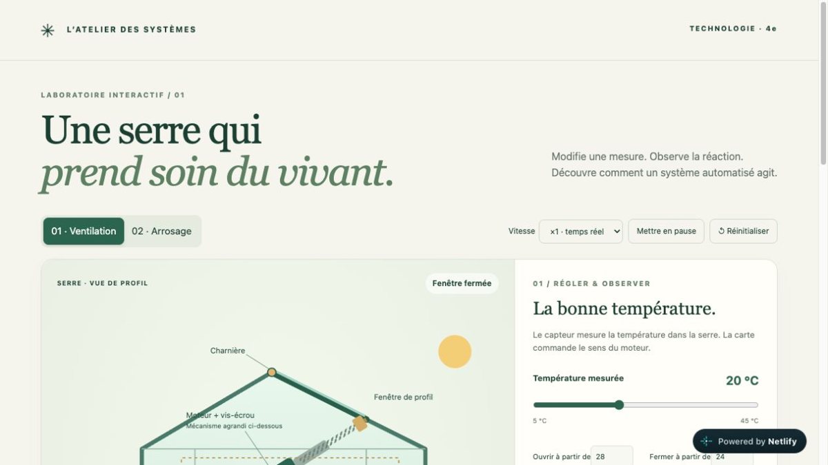 Capture réelle de l’animation : La serre automatisée